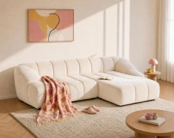 Canapé AVA d'angle droit 4 places en velours texturé | Best Mobilier