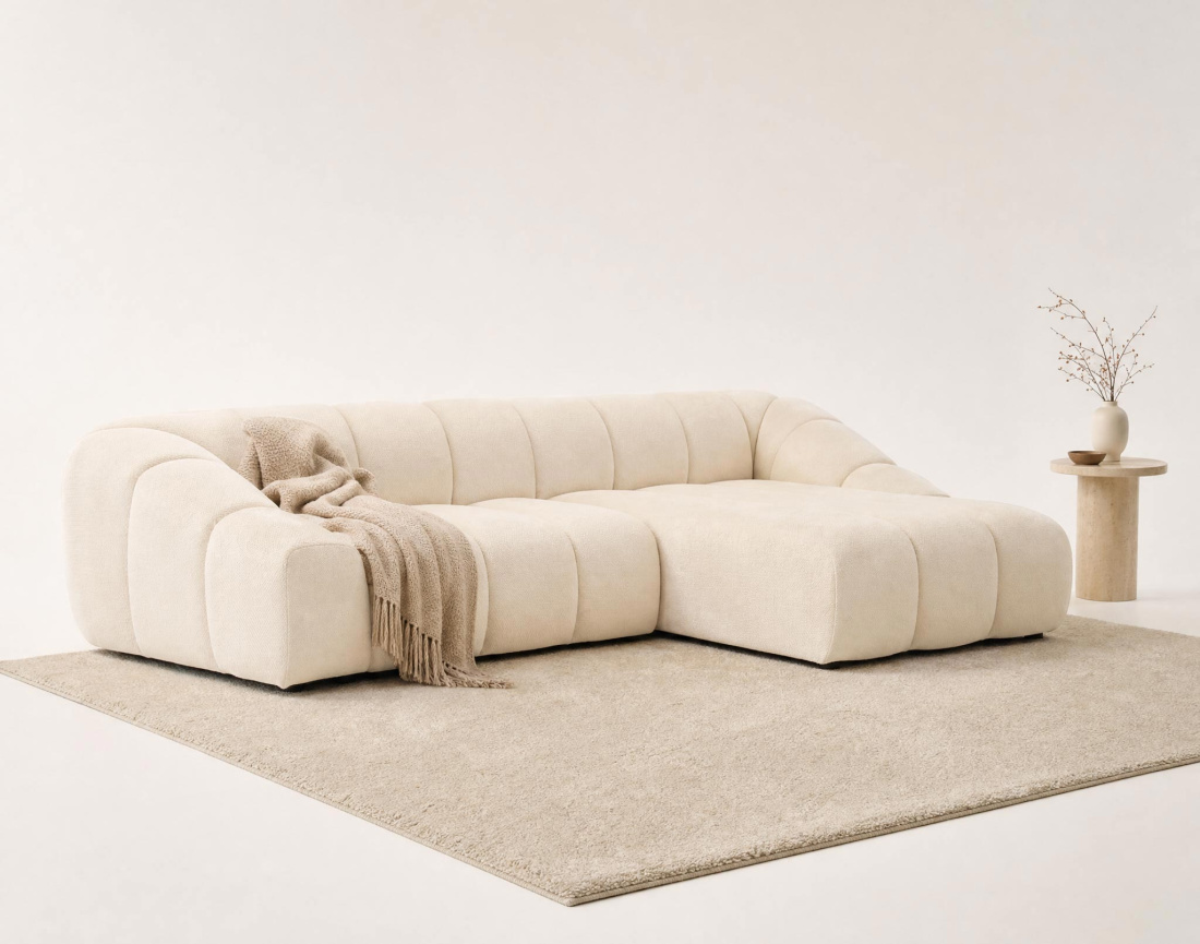 Canapé AVA d'angle droit 4 places en velours texturé | Best Mobilier