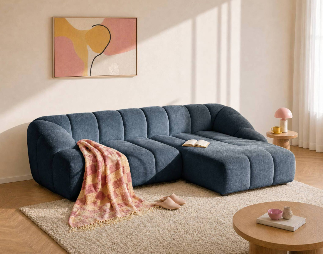 Canapé AVA d'angle droit 4 places en velours texturé | Best Mobilier