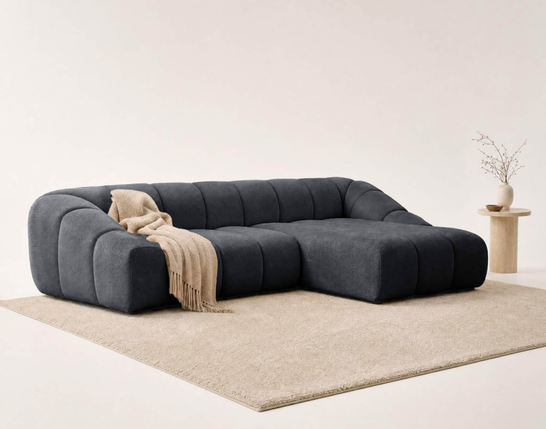 Canapé AVA d'angle droit 4 places en velours texturé | Best Mobilier