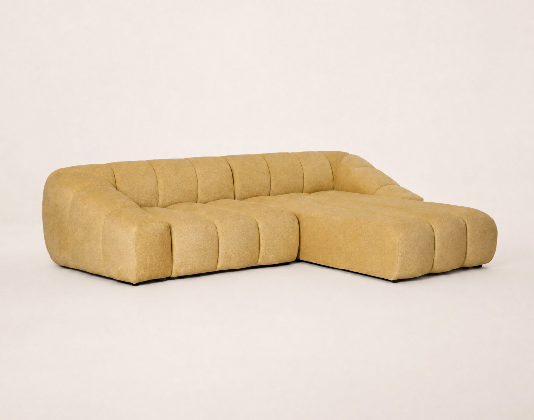 Canapé AVA d'angle droit 4 places en velours texturé | Best Mobilier