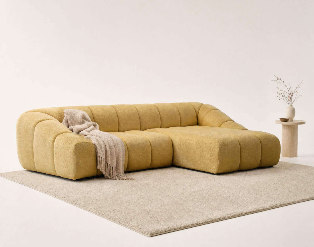 Canapé AVA d'angle droit 4 places en velours texturé | Best Mobilier
