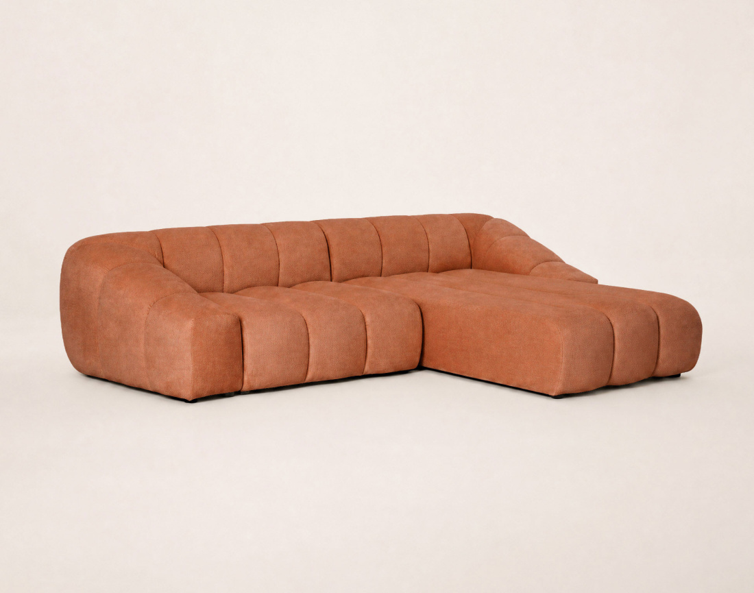 Canapé AVA d'angle droit 4 places en velours texturé | Best Mobilier