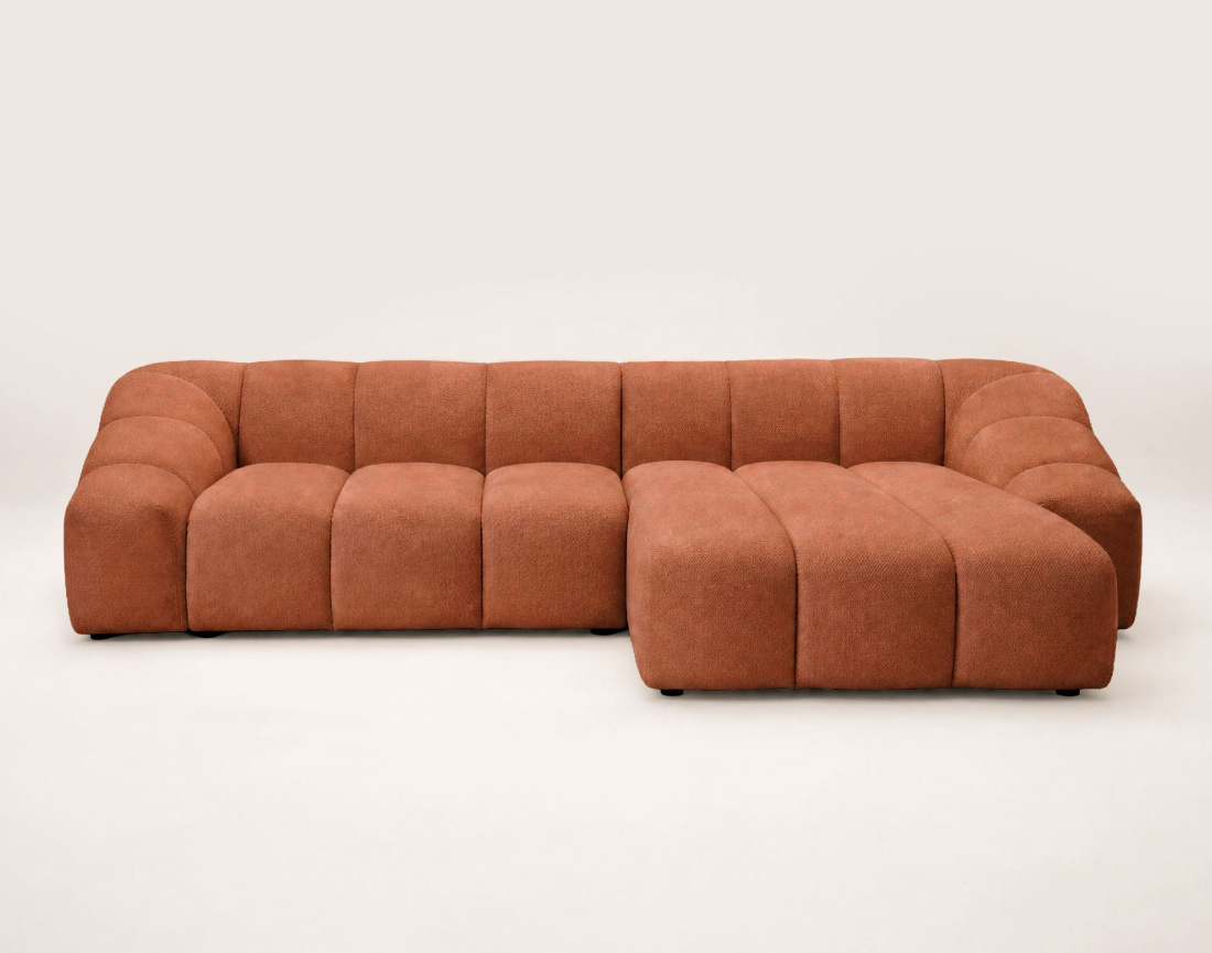 Canapé AVA d'angle droit 4 places en velours texturé | Best Mobilier