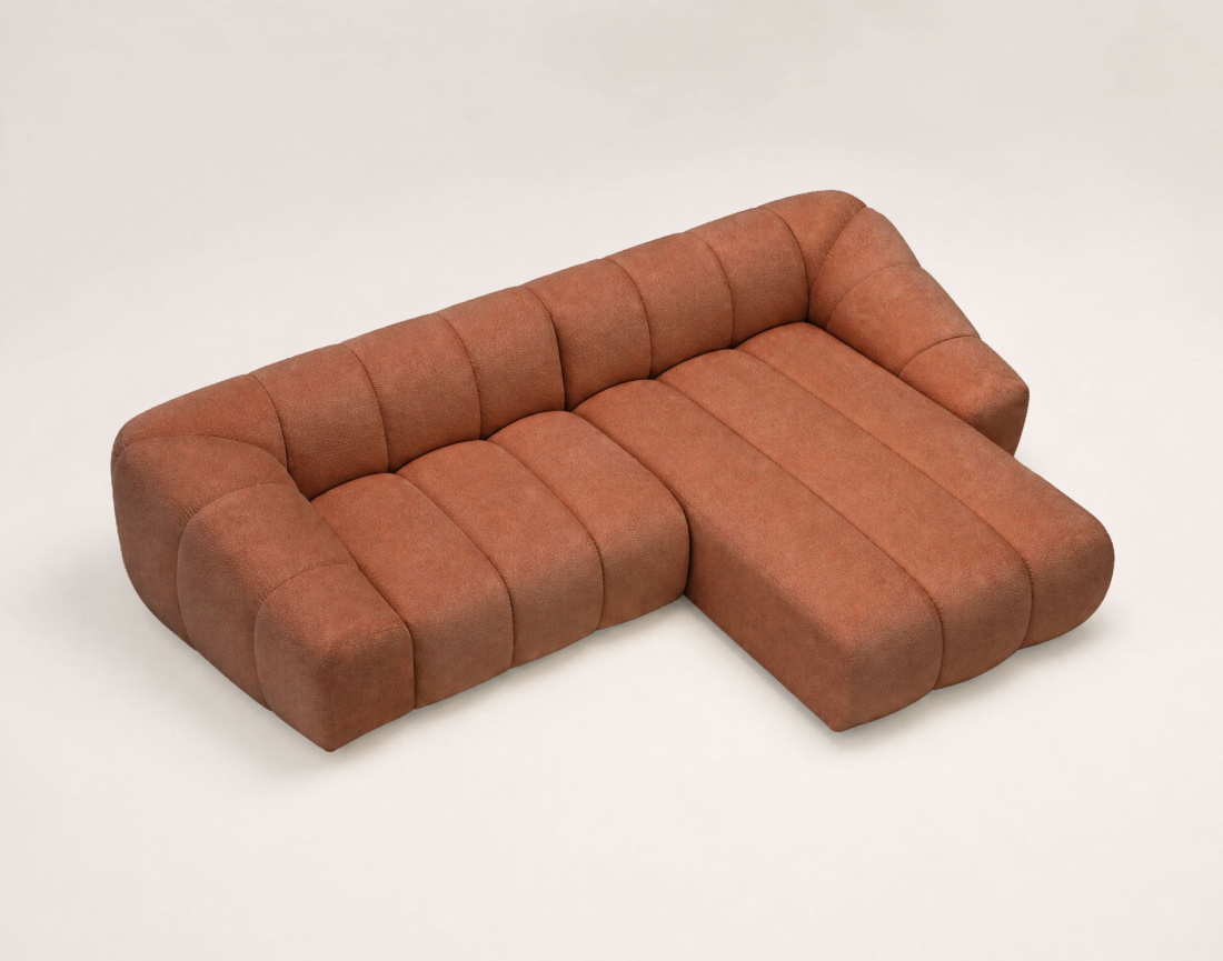 Canapé AVA d'angle droit 4 places en velours texturé | Best Mobilier