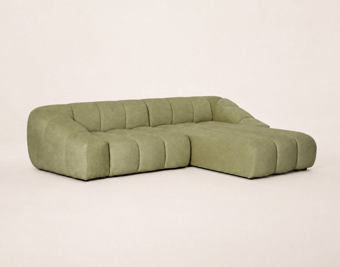 Canapé AVA d'angle droit 4 places en velours texturé | Best Mobilier