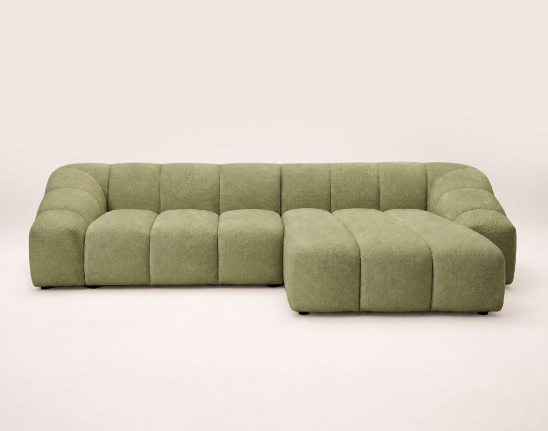Canapé AVA d'angle droit 4 places en velours texturé | Best Mobilier