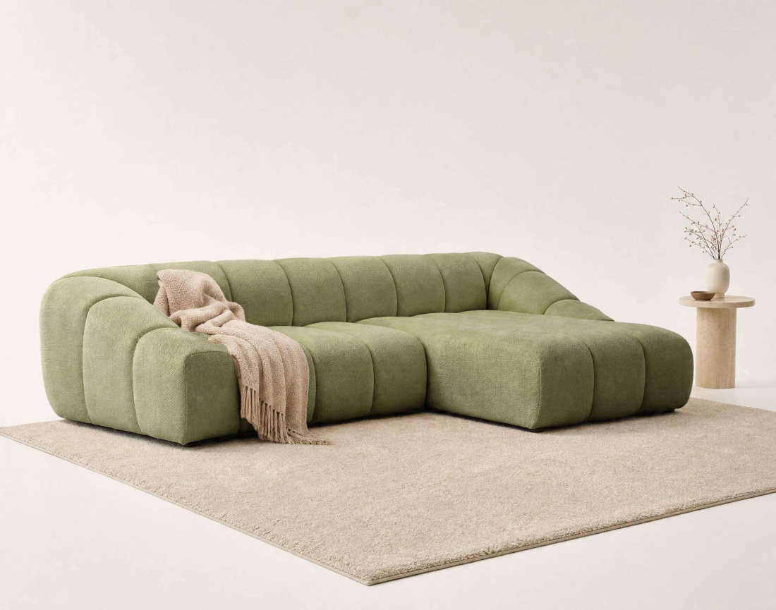Canapé AVA d'angle droit 4 places en velours texturé | Best Mobilier