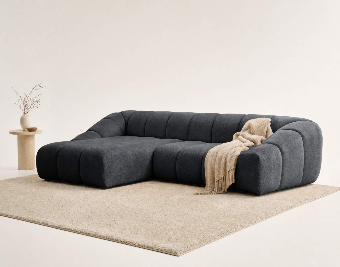 Canapé AVA d'angle réversible 4 places en velours texturé | Best Mobilier