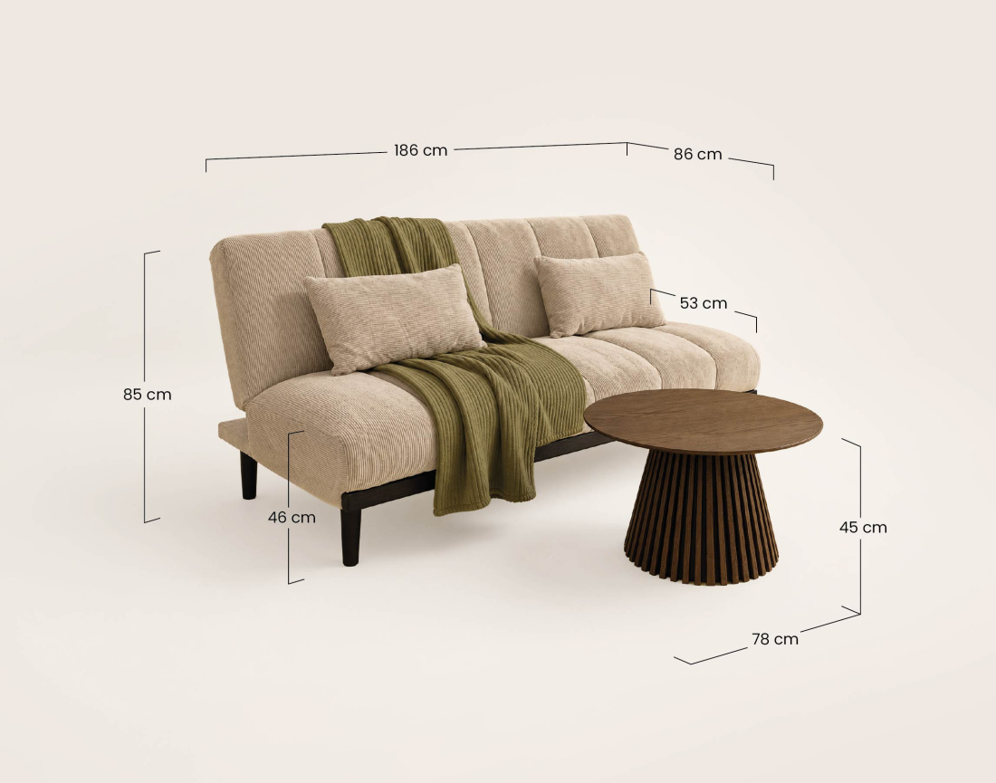 Pack Essentiel Studio ensemble clic-clac Samarra + table basse Freya + plaid Palerma | Best Mobilier