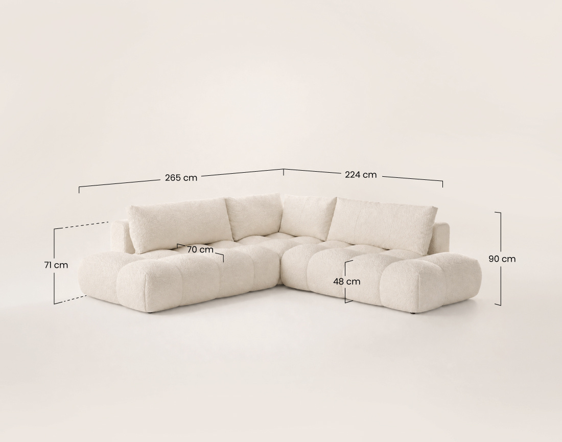 Canapé YULIN d'angle L 5 places convertible coffre tissu bouclette | Best Mobilier