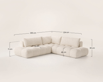 Canapé YULIN d'angle L 5 places convertible coffre tissu bouclette | Best Mobilier