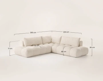 Canapé YULIN d'angle L 5 places convertible coffre tissu bouclette | Best Mobilier