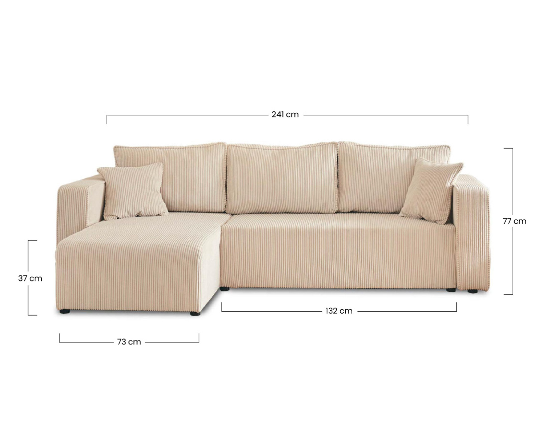 Canapé TOPAZE d’angle 4 places convertible coffre - Best Mobilier