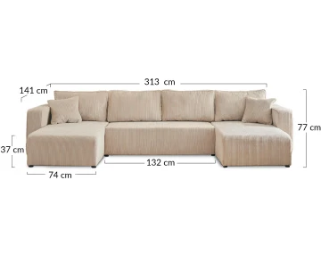 Canapé panoramique en U 7 places convertible Topaze - Best Mobilier