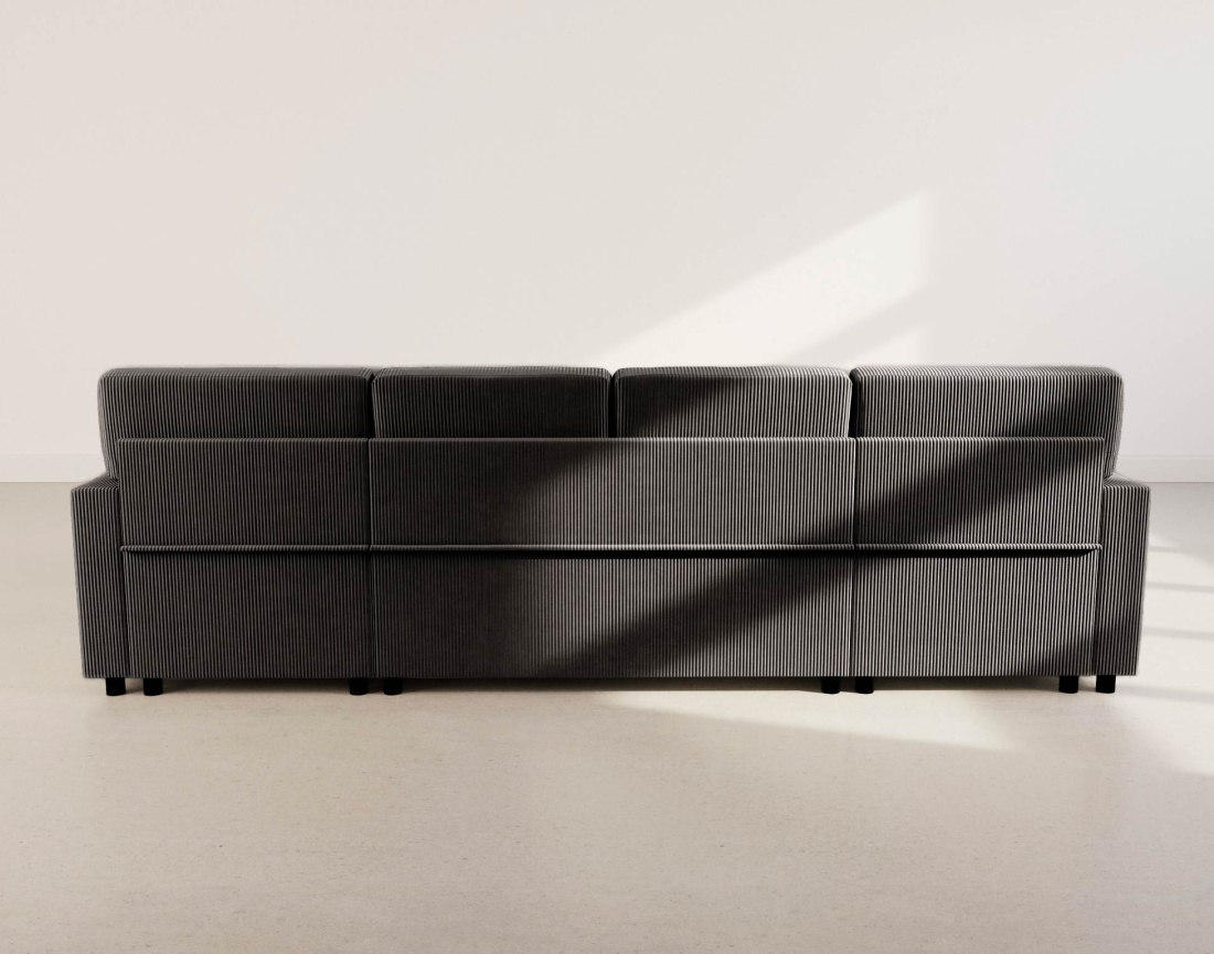 Canapé MEIYA panoramique en U 7 places convertible avec coffre en velours côtelé | Best Mobilier