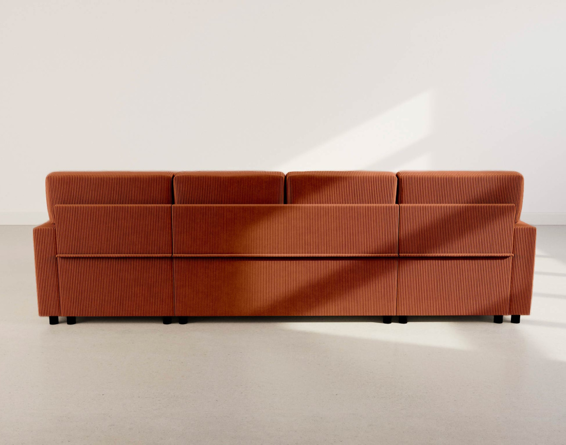 Canapé MEIYA panoramique en U 7 places convertible avec coffre en velours côtelé | Best Mobilier