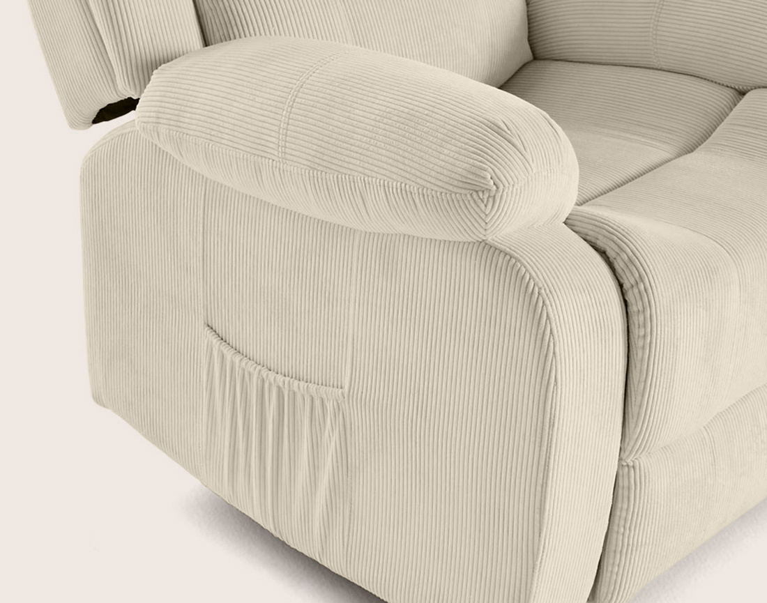 Fauteuil ARMAND relax électrique en velours côtelé | Best Mobilier