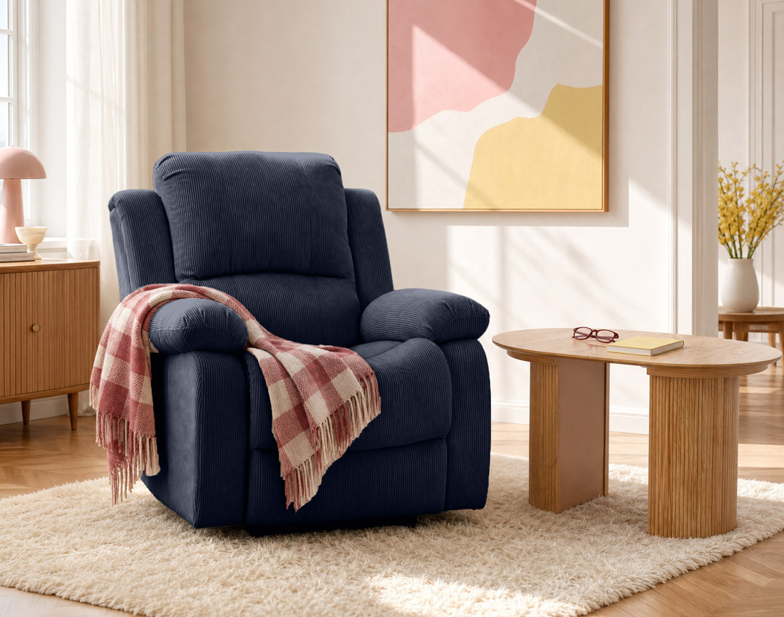 Fauteuil ARMAND relax électrique en velours côtelé | Best Mobilier