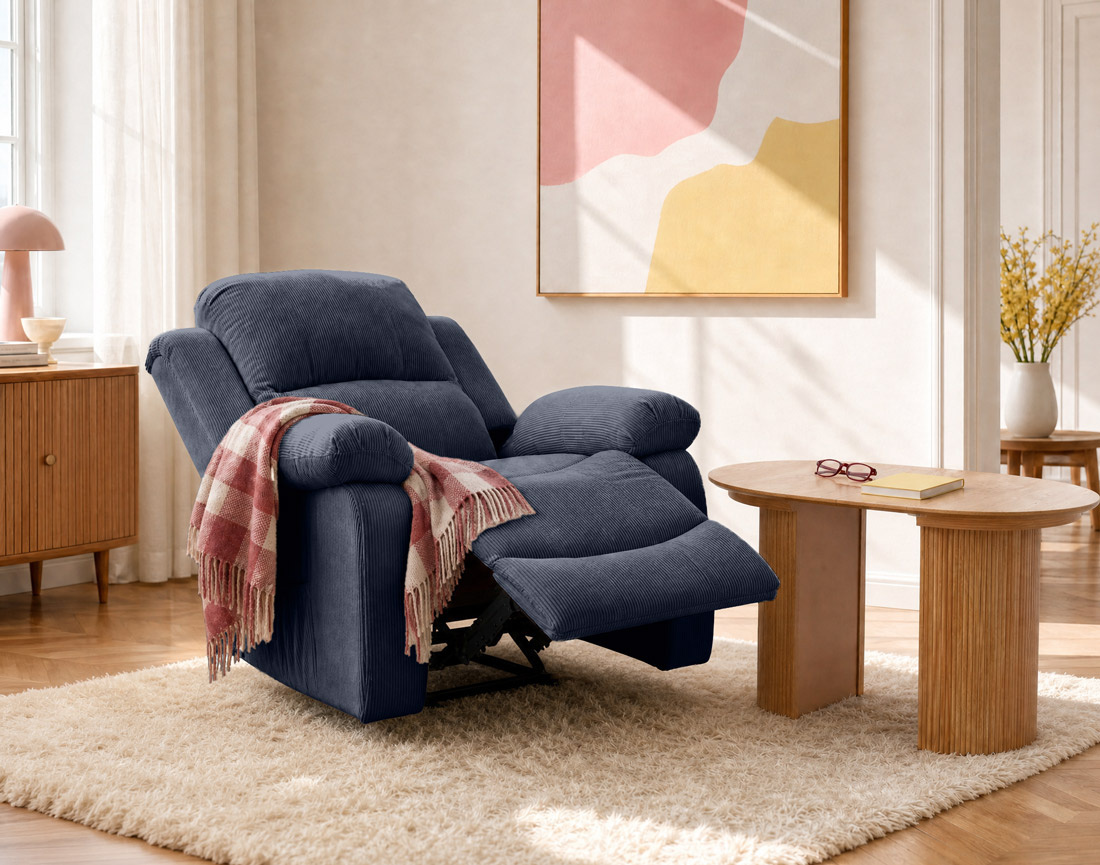 Fauteuil ARMAND relax électrique en velours côtelé | Best Mobilier