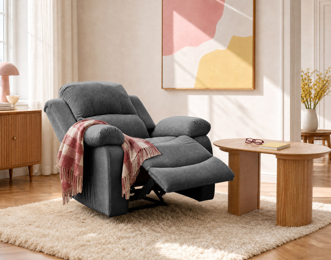 Fauteuil ARMAND relax électrique en velours côtelé | Best Mobilier