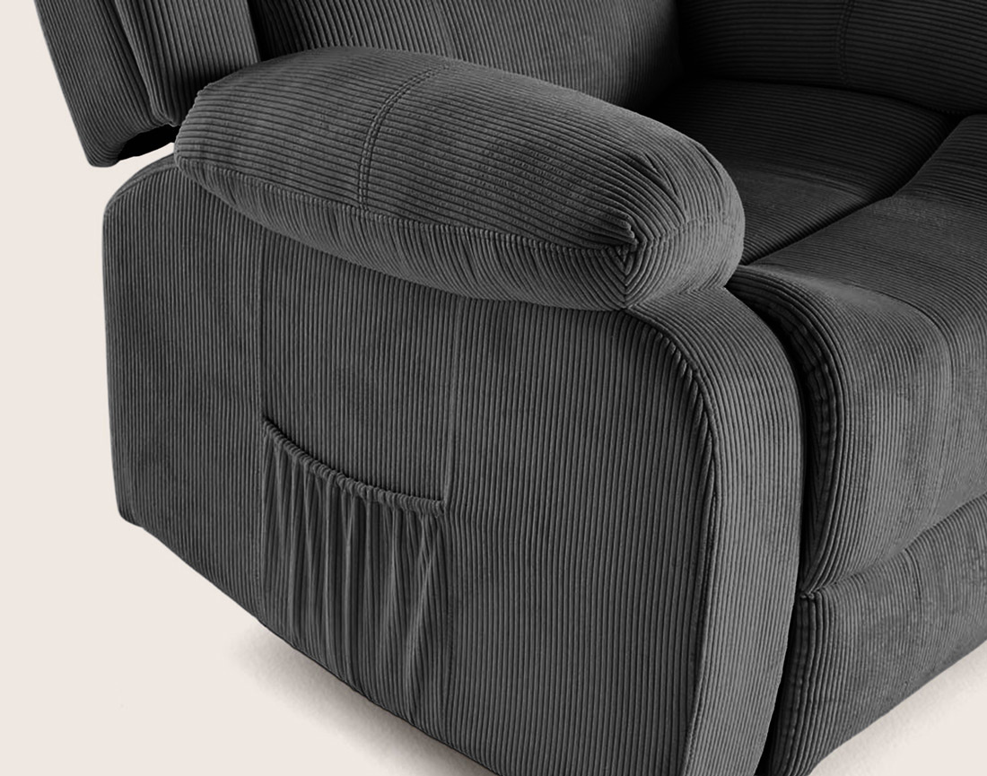 Fauteuil ARMAND relax électrique en velours côtelé | Best Mobilier
