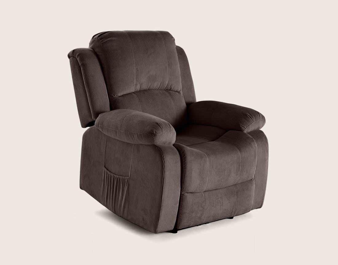 Fauteuil ARMAND relax électrique en velours côtelé | Best Mobilier