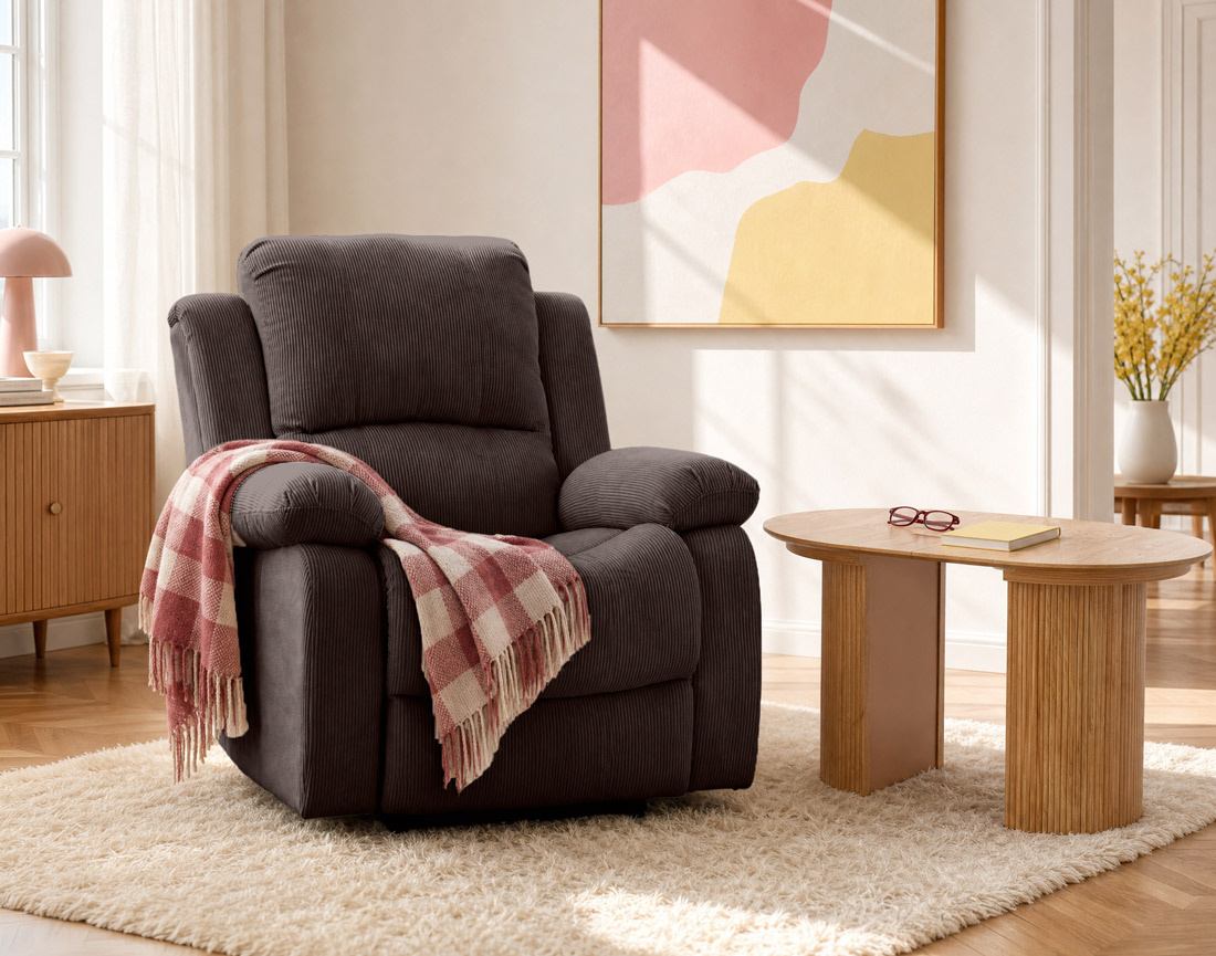 Fauteuil ARMAND relax électrique en velours côtelé | Best Mobilier