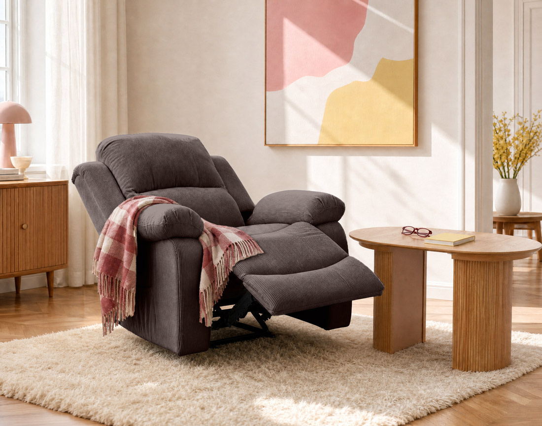 Fauteuil ARMAND relax électrique en velours côtelé | Best Mobilier