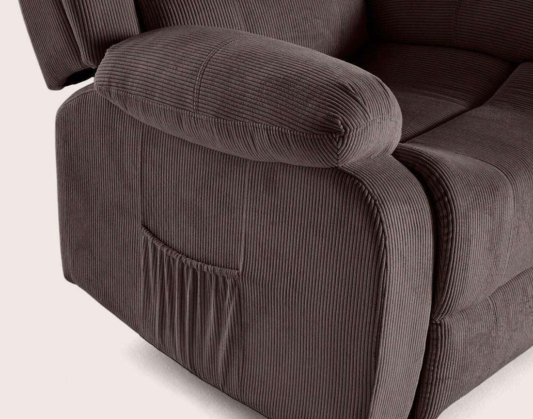 Fauteuil ARMAND relax électrique en velours côtelé | Best Mobilier