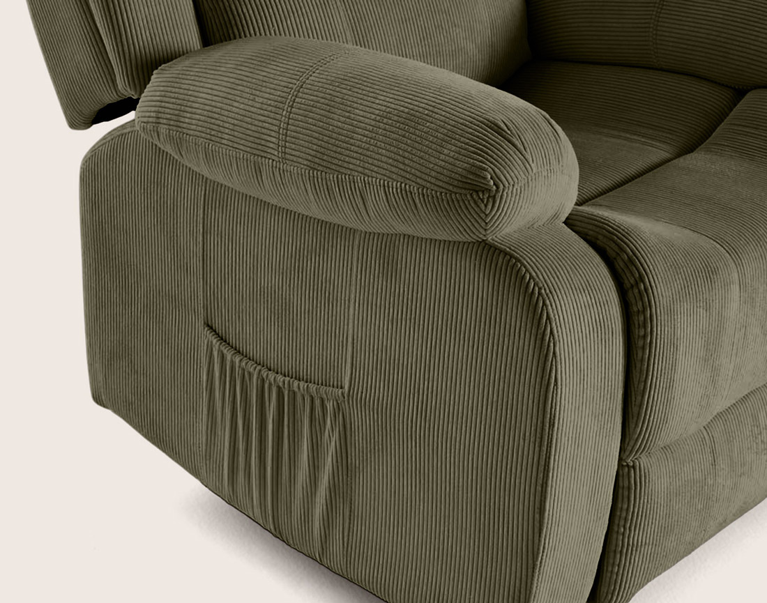 Fauteuil ARMAND relax électrique en velours côtelé | Best Mobilier