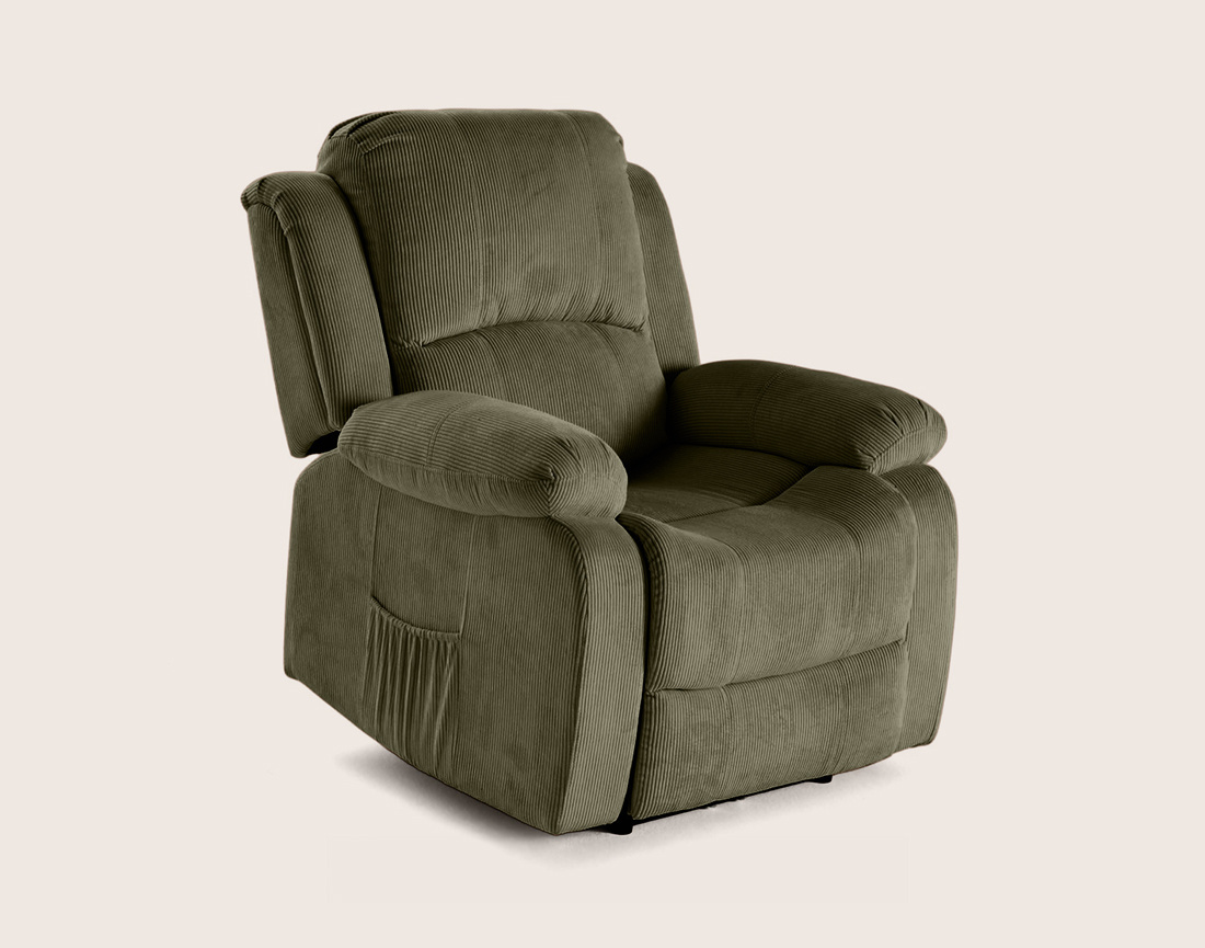 Fauteuil ARMAND relax électrique en velours côtelé | Best Mobilier