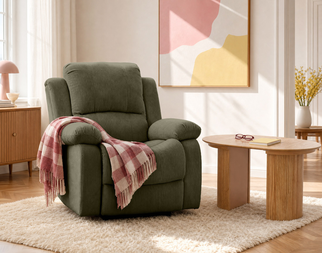 Fauteuil ARMAND relax électrique en velours côtelé | Best Mobilier