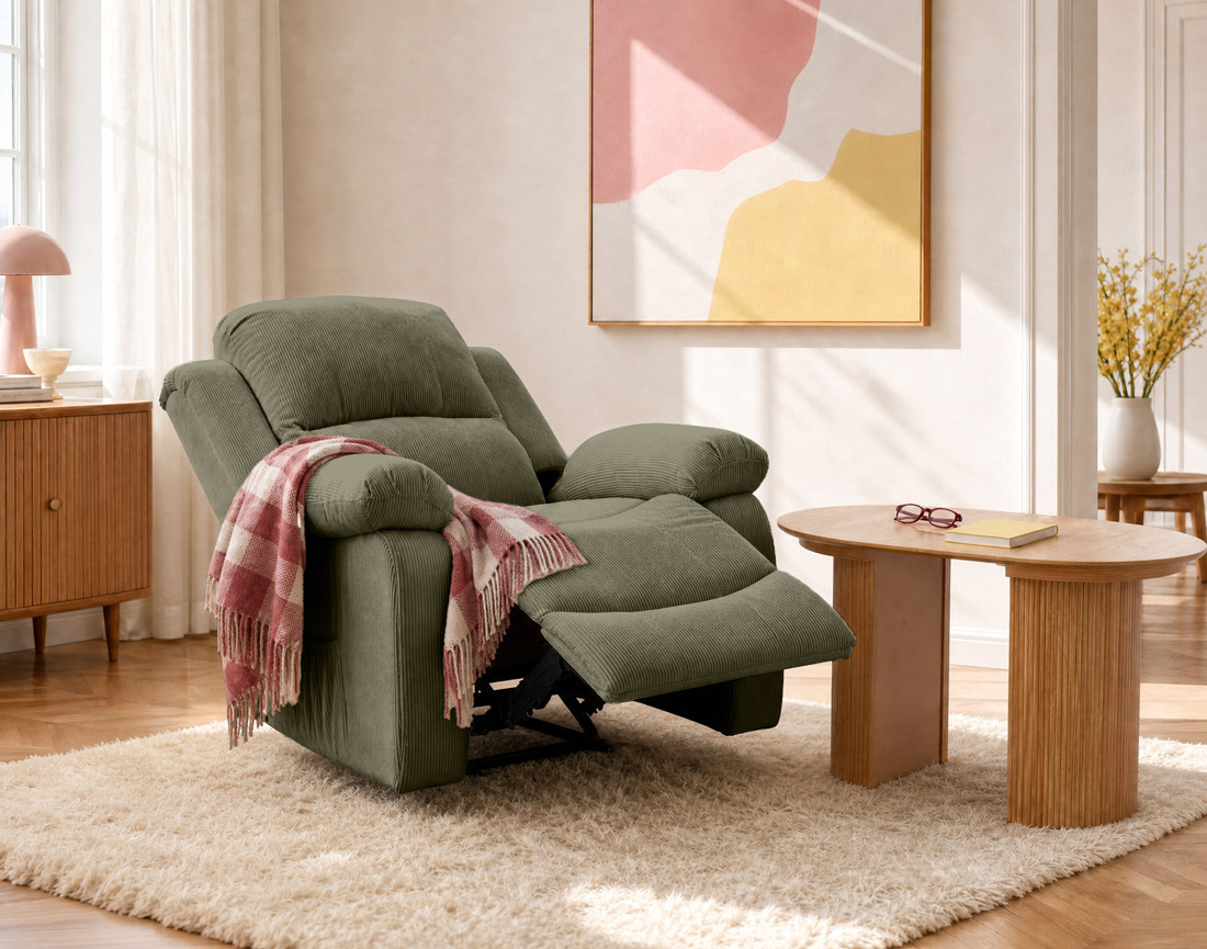 Fauteuil ARMAND relax électrique en velours côtelé | Best Mobilier
