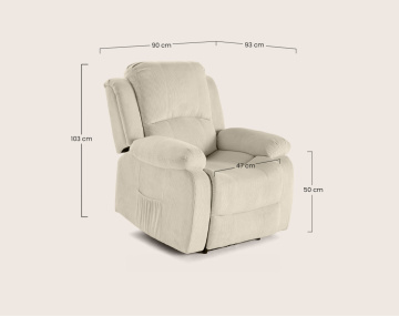 Fauteuil ARMAND relax électrique en velours côtelé | Best Mobilier