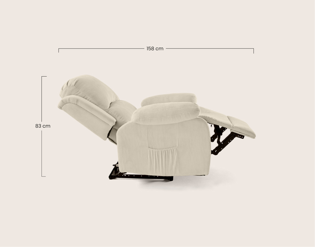Fauteuil ARMAND relax électrique en velours côtelé | Best Mobilier