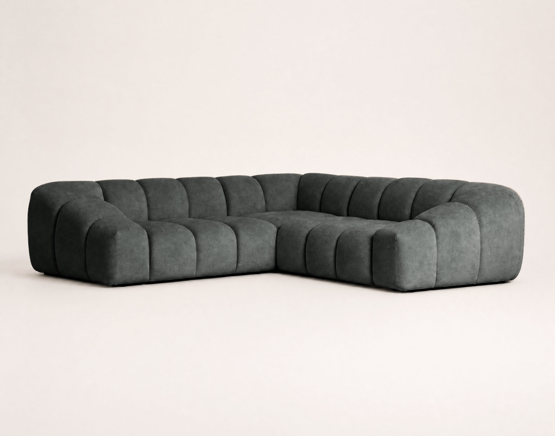Canapé AVA d'angle L 5 places en velours texturé | Best Mobilier