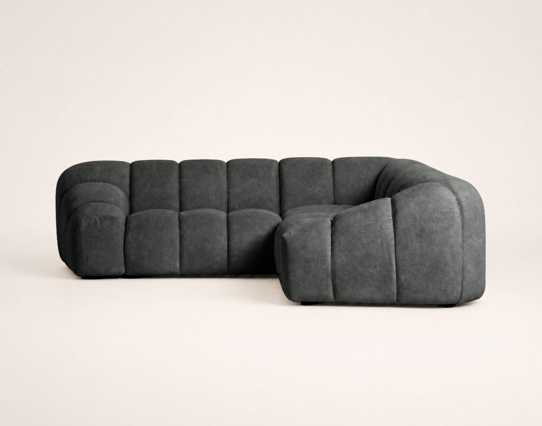 Canapé AVA d'angle L 5 places en velours texturé | Best Mobilier