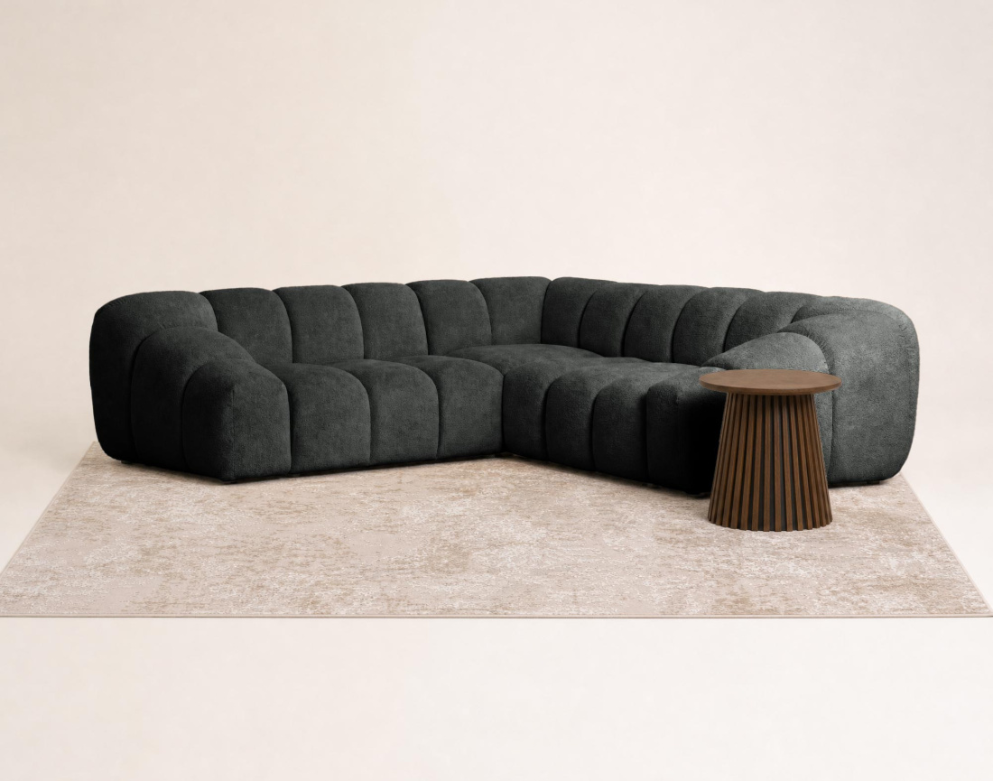 Canapé AVA d'angle L 5 places en velours texturé | Best Mobilier
