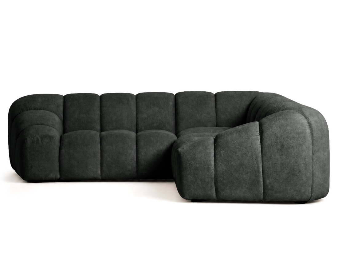 Canapé AVA d'angle L 5 places en velours texturé | Best Mobilier