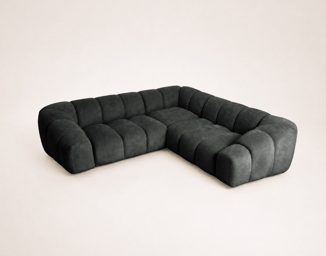 Canapé AVA d'angle L 5 places en velours texturé | Best Mobilier