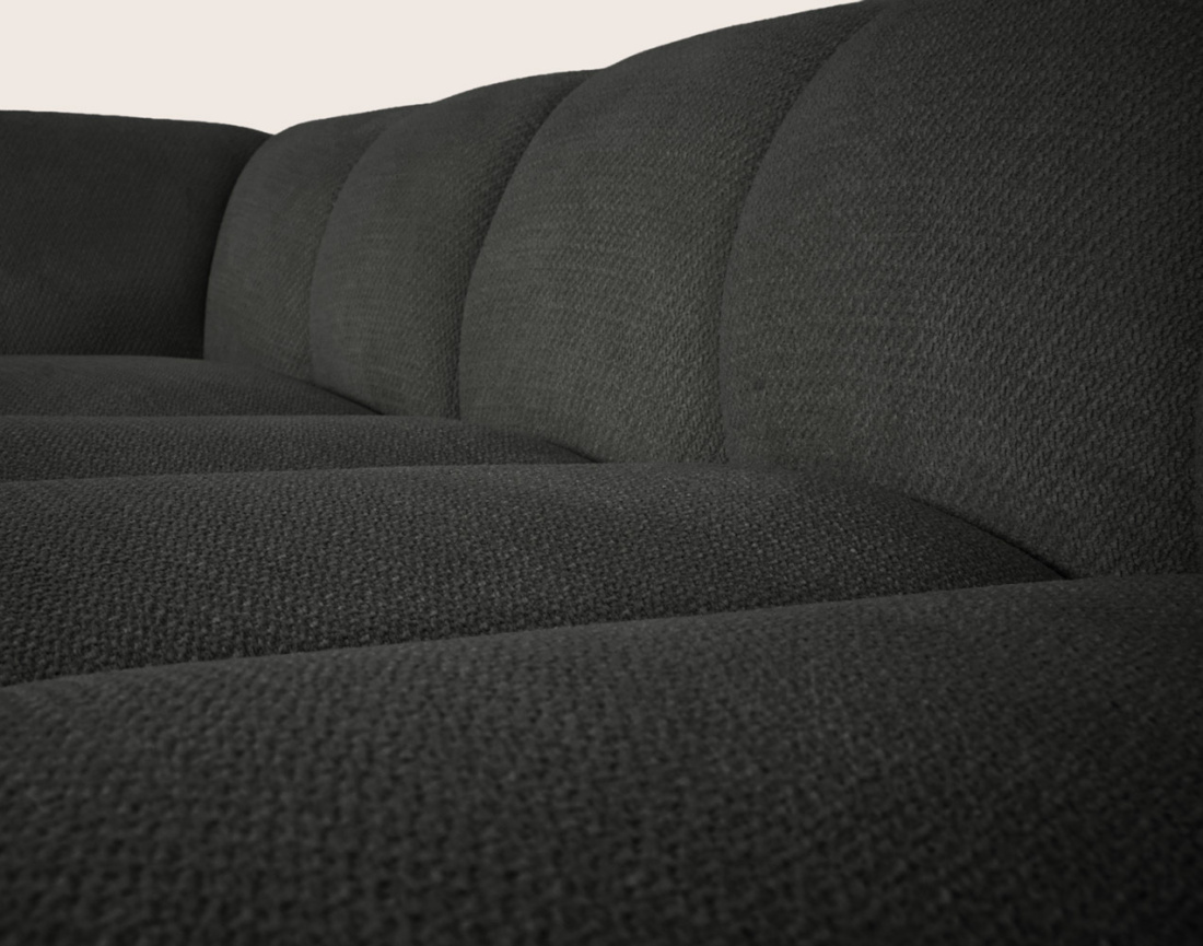 Canapé AVA d'angle L 5 places en velours texturé | Best Mobilier