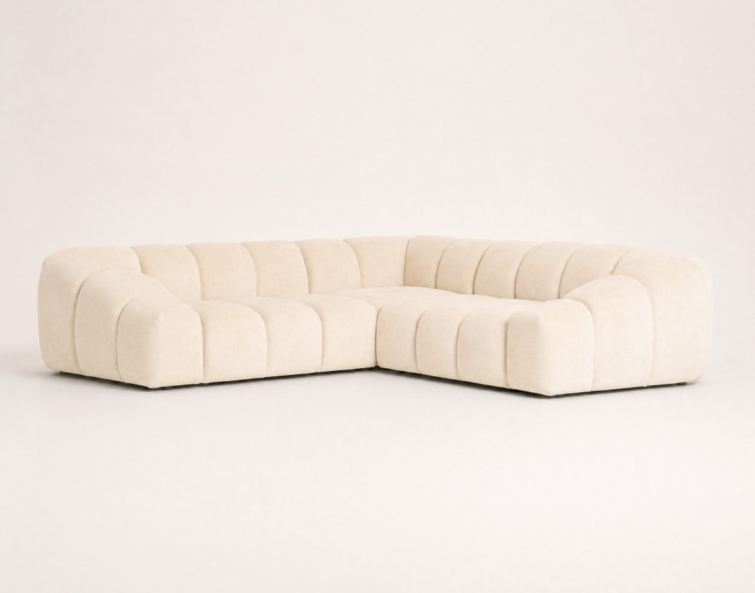 Canapé AVA d'angle L 5 places en velours texturé | Best Mobilier
