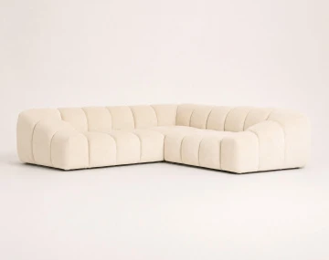 Canapé AVA d'angle L 5 places en velours texturé | Best Mobilier