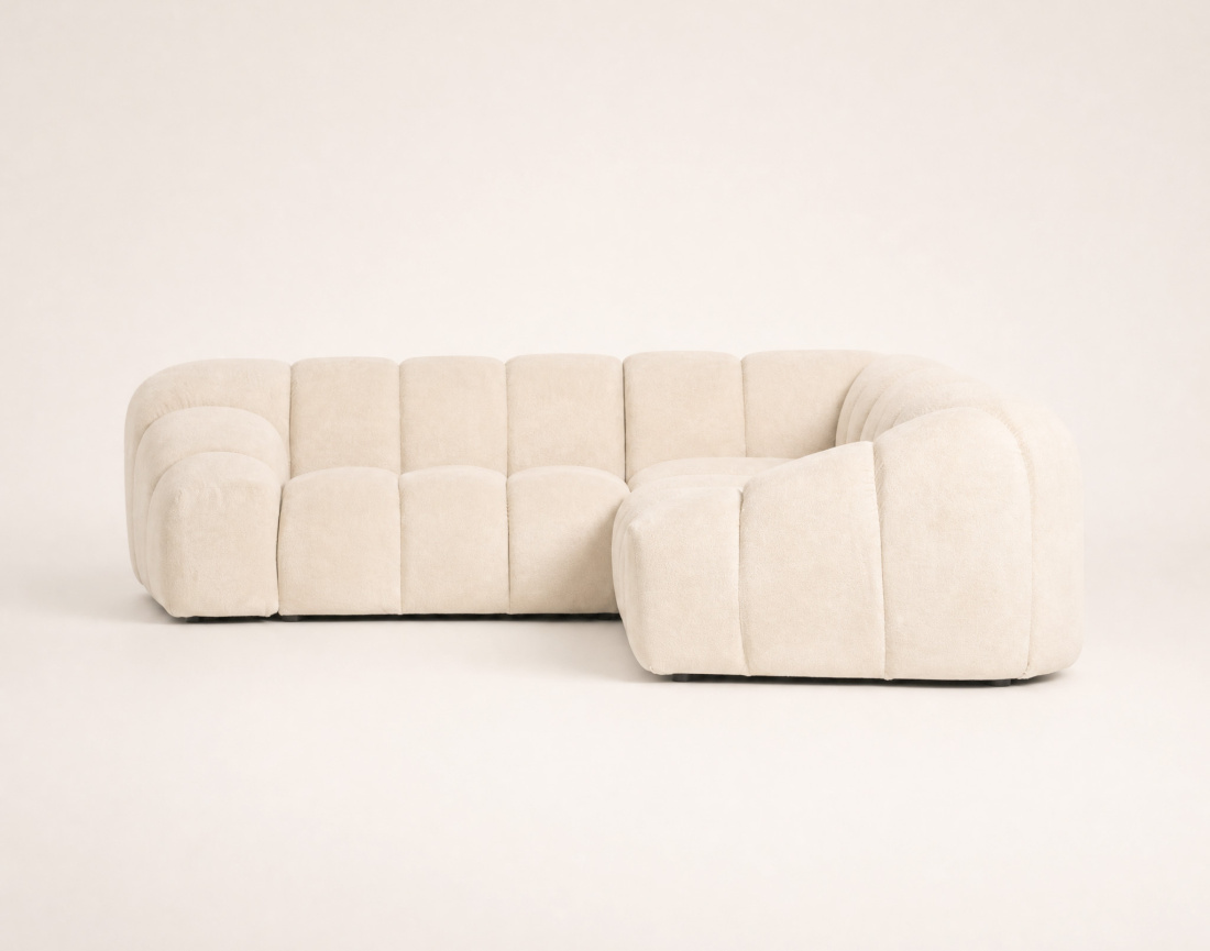 Canapé AVA d'angle L 5 places en velours texturé | Best Mobilier
