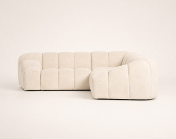 Canapé AVA d'angle L 5 places en velours texturé | Best Mobilier