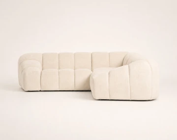 Canapé AVA d'angle L 5 places en velours texturé | Best Mobilier