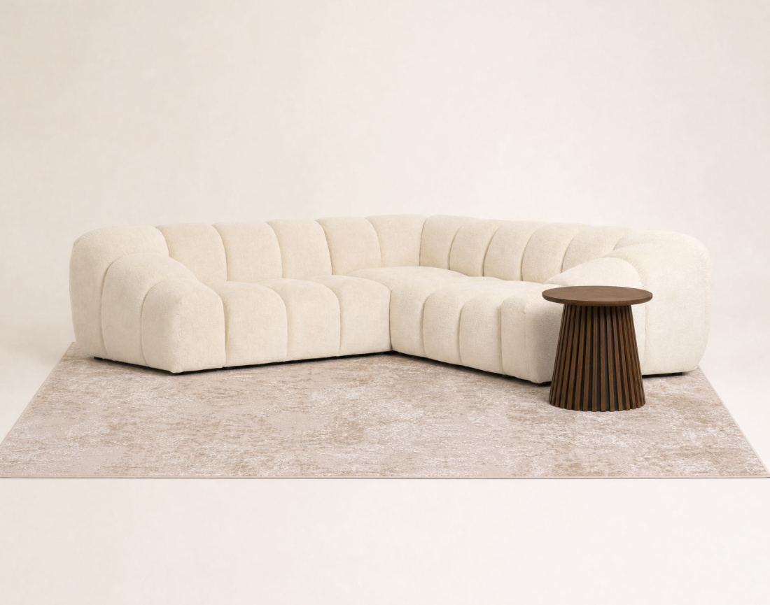 Canapé AVA d'angle L 5 places en velours texturé | Best Mobilier