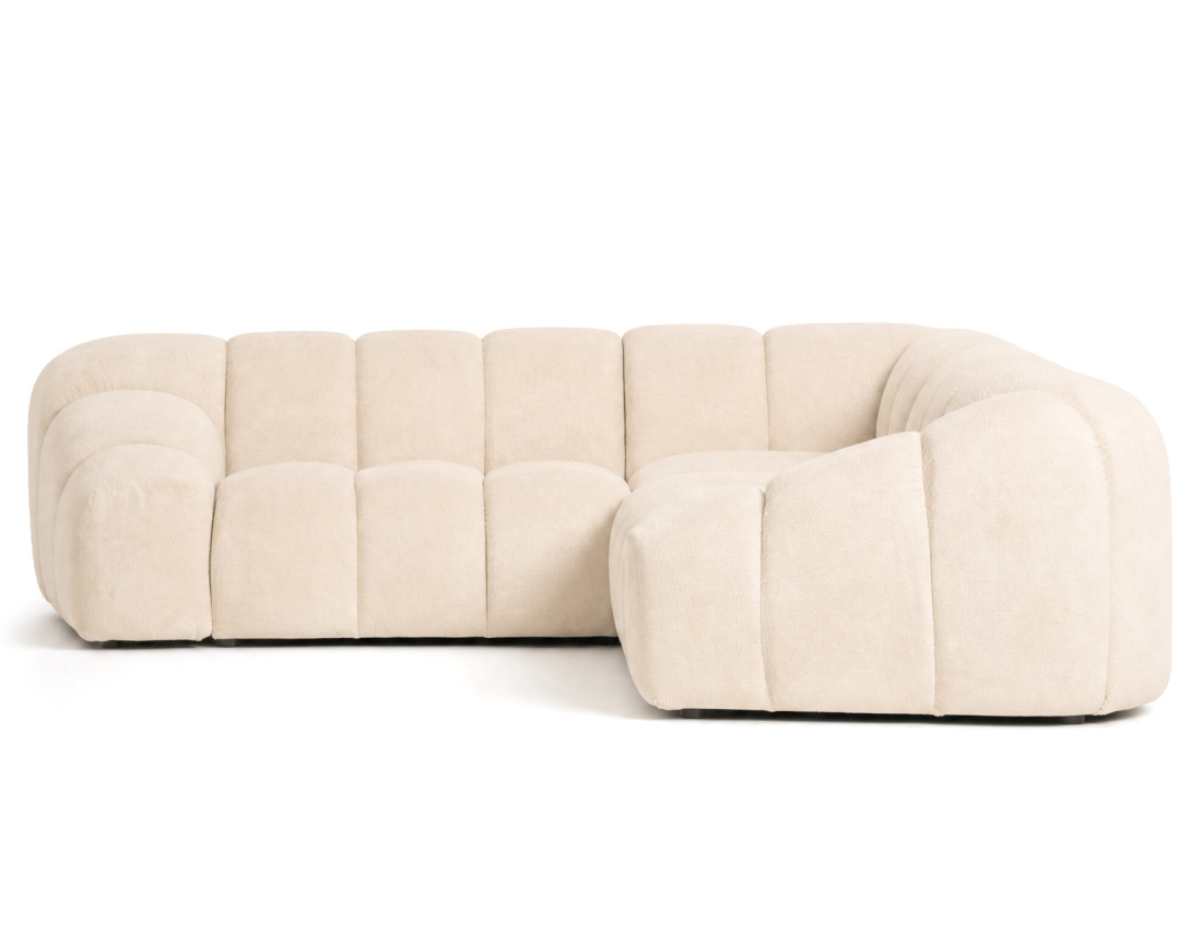Canapé AVA d'angle L 5 places en velours texturé | Best Mobilier