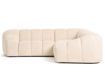 Canapé AVA d'angle L 5 places en velours texturé | Best Mobilier